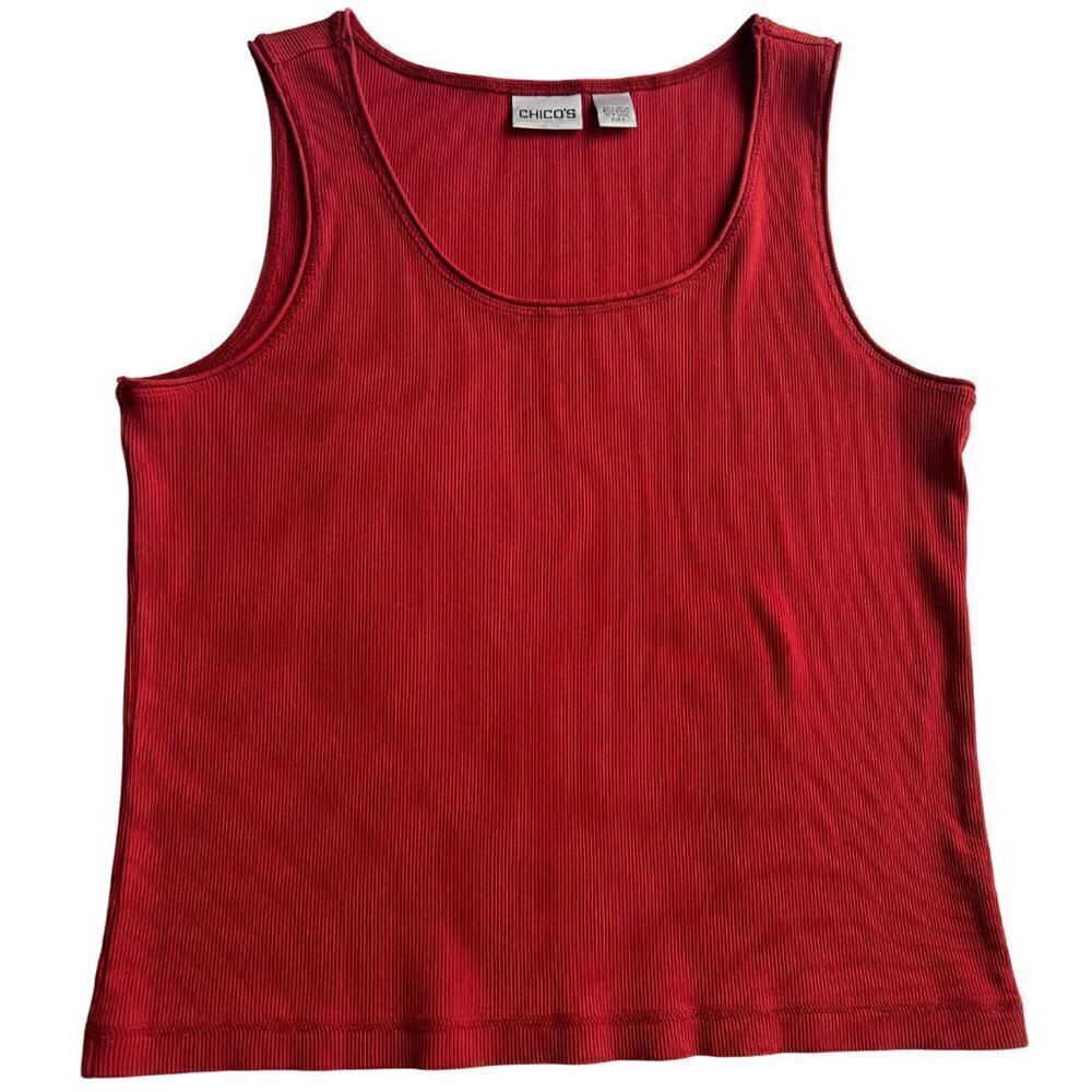 Chico's Ribbed Tank, Rust, Size 3